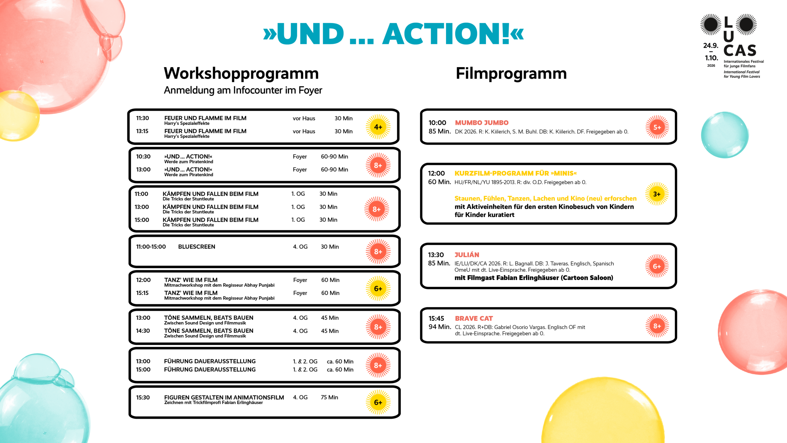 »LUCAS für Familien« am 27. September: Workshopprogramm »Und ... Action!« »LUCAS für Familien« am 27. September: Workshopprogramm »Und ... Action!«